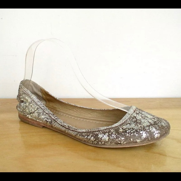Frye Carson Metallic Gold Crackle Ballet Flat 8.5 - Picture 8 of 9